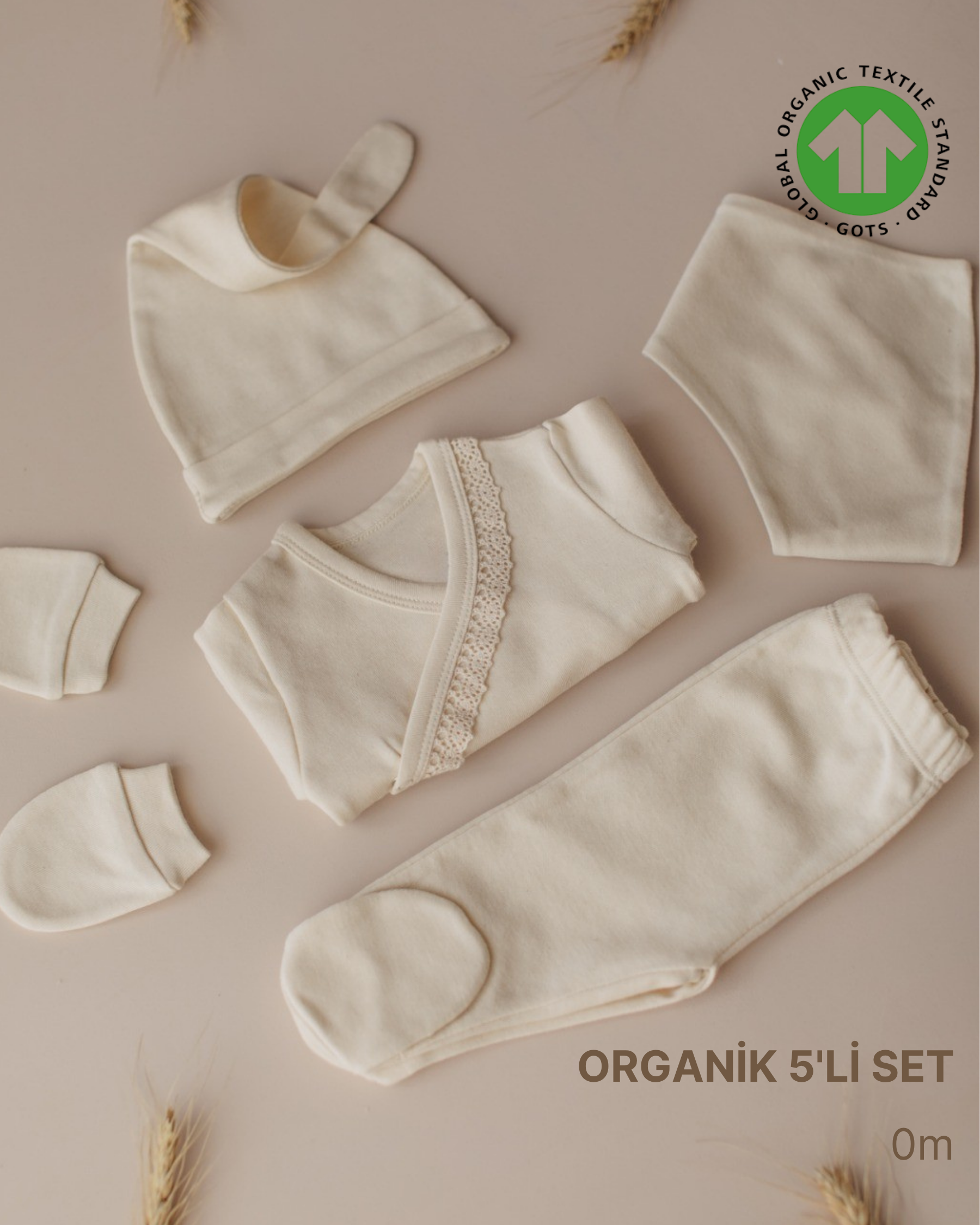 ORGANİK Boyasız Dantelli 5'li Hastane Çıkışı